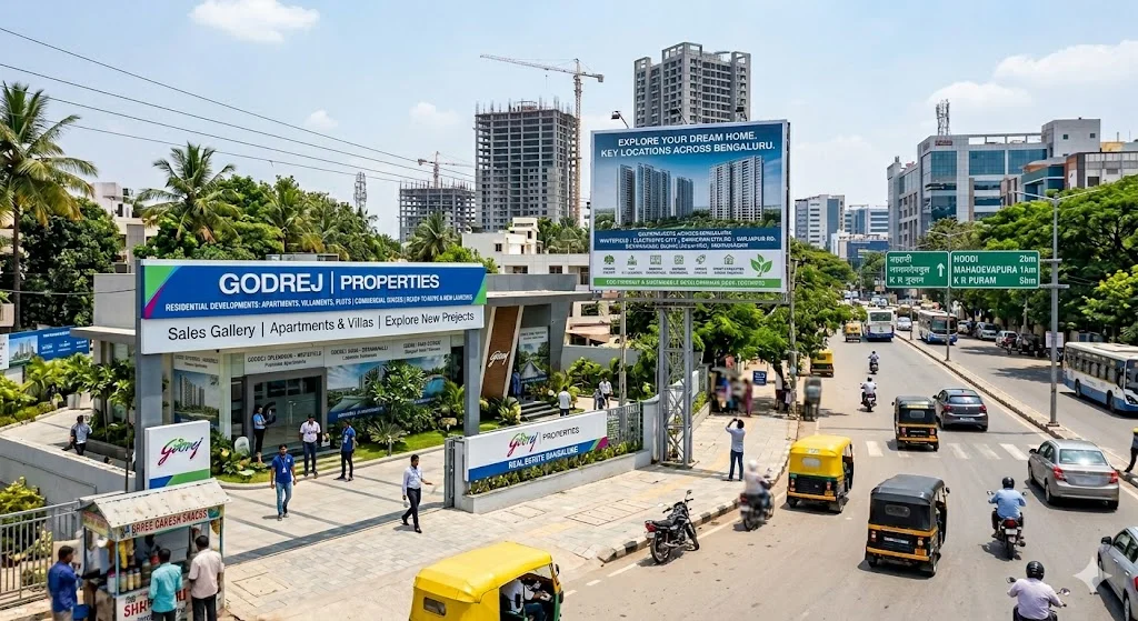 Map and skyline view of new launch apartment projects in North Bangalore's rapidly growing airport and IT corridors.
